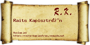 Raits Kapisztrán névjegykártya